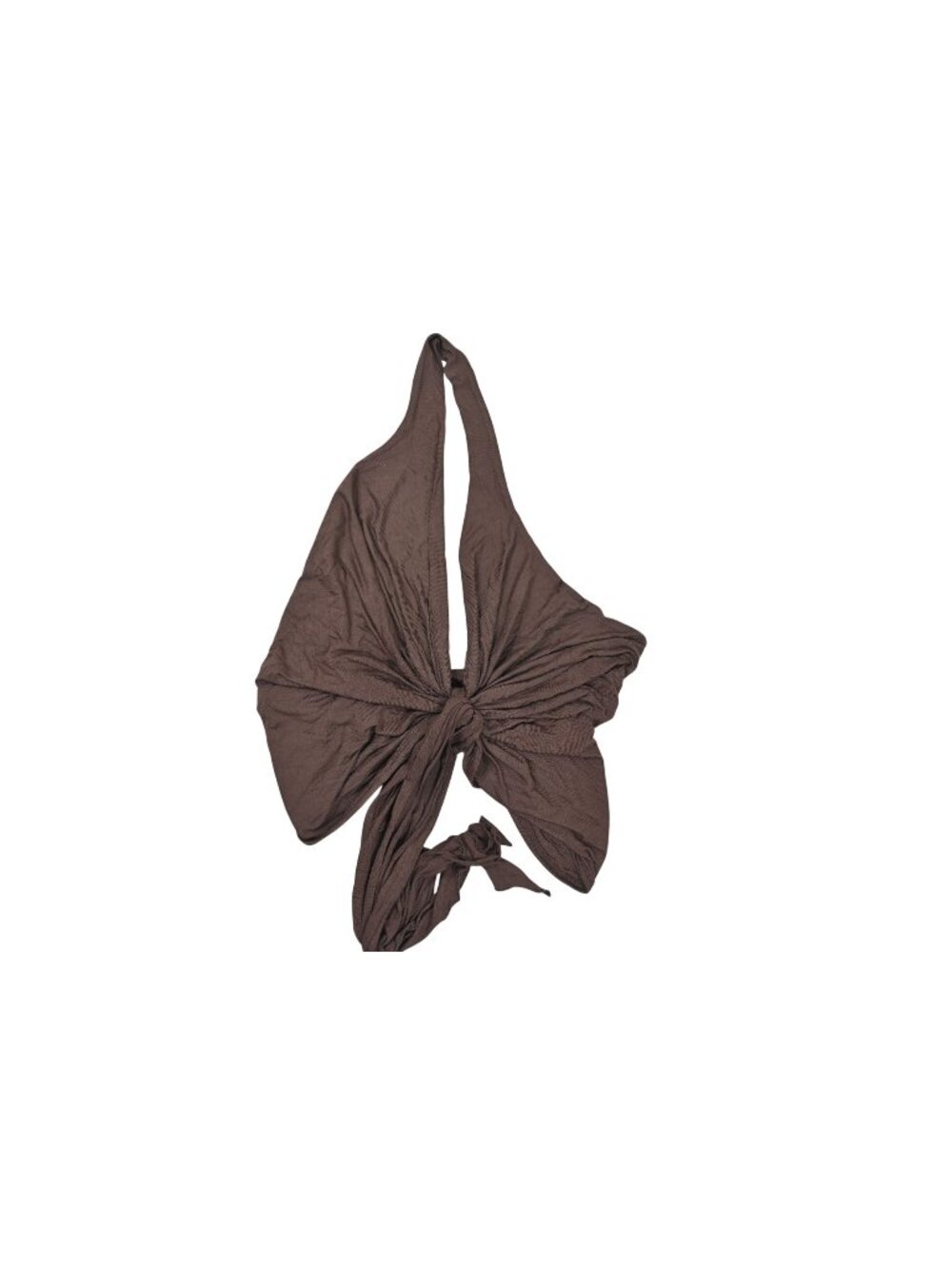 Naked Wardrobe Modal Plunge Tie Halter Top in Dark Chocolate
